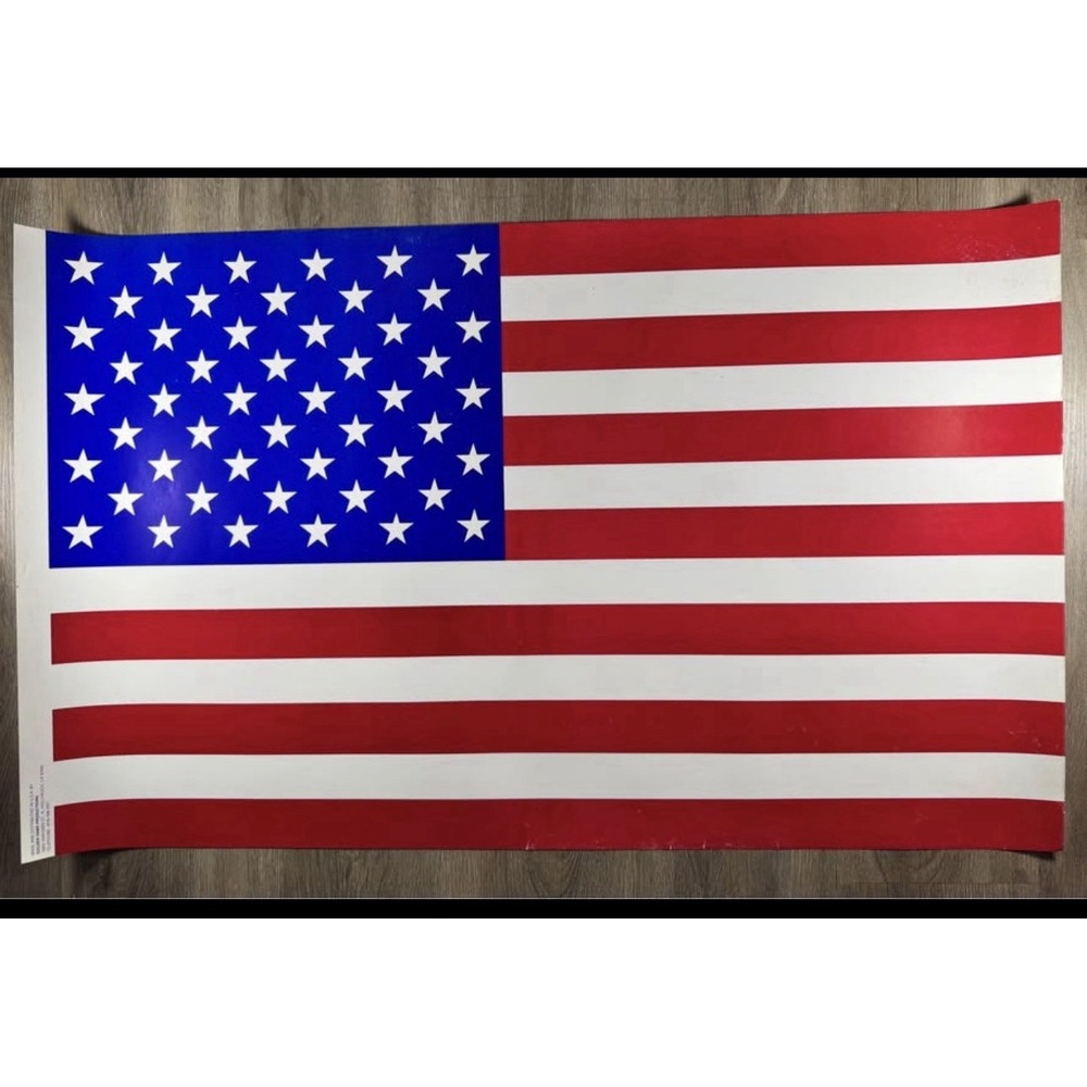 Vintage American Flag Poster Golden Hawk Productions USA 37x23 Patriotic Wall